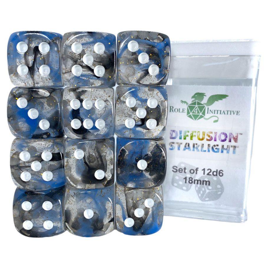 d6 Cube 18mm Diffusion Starlight (12 count)