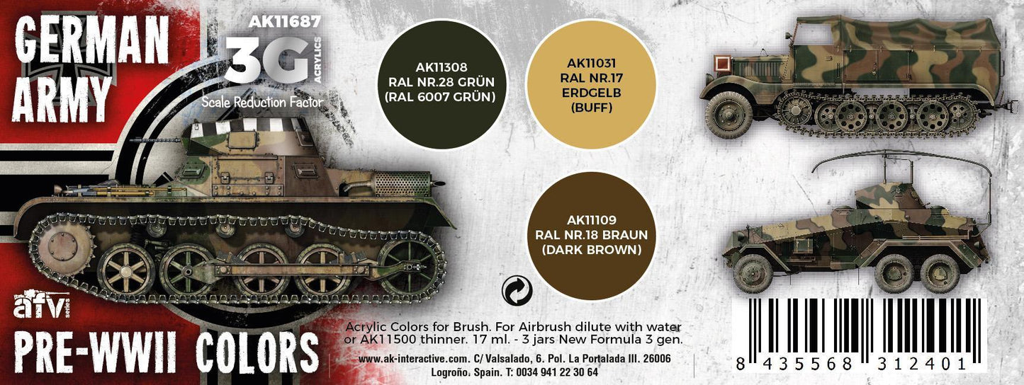 AK Interactive - 3G Special Set: German Army Pre-WWII Colors (3ct)