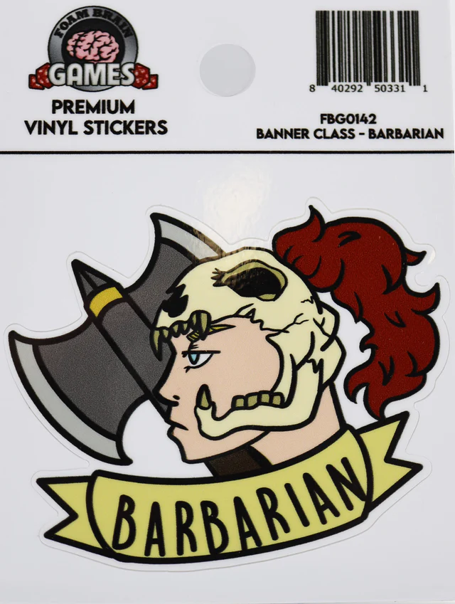 Foam Brain Games - Banner Class Sticker: Barbarian