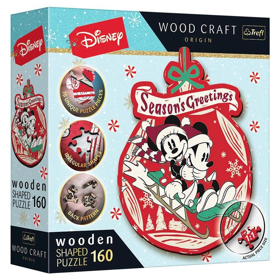 Trefl Wood Craft - Disney's Christmas Mickey Mouse Wooden Puzzle (160 Piece)