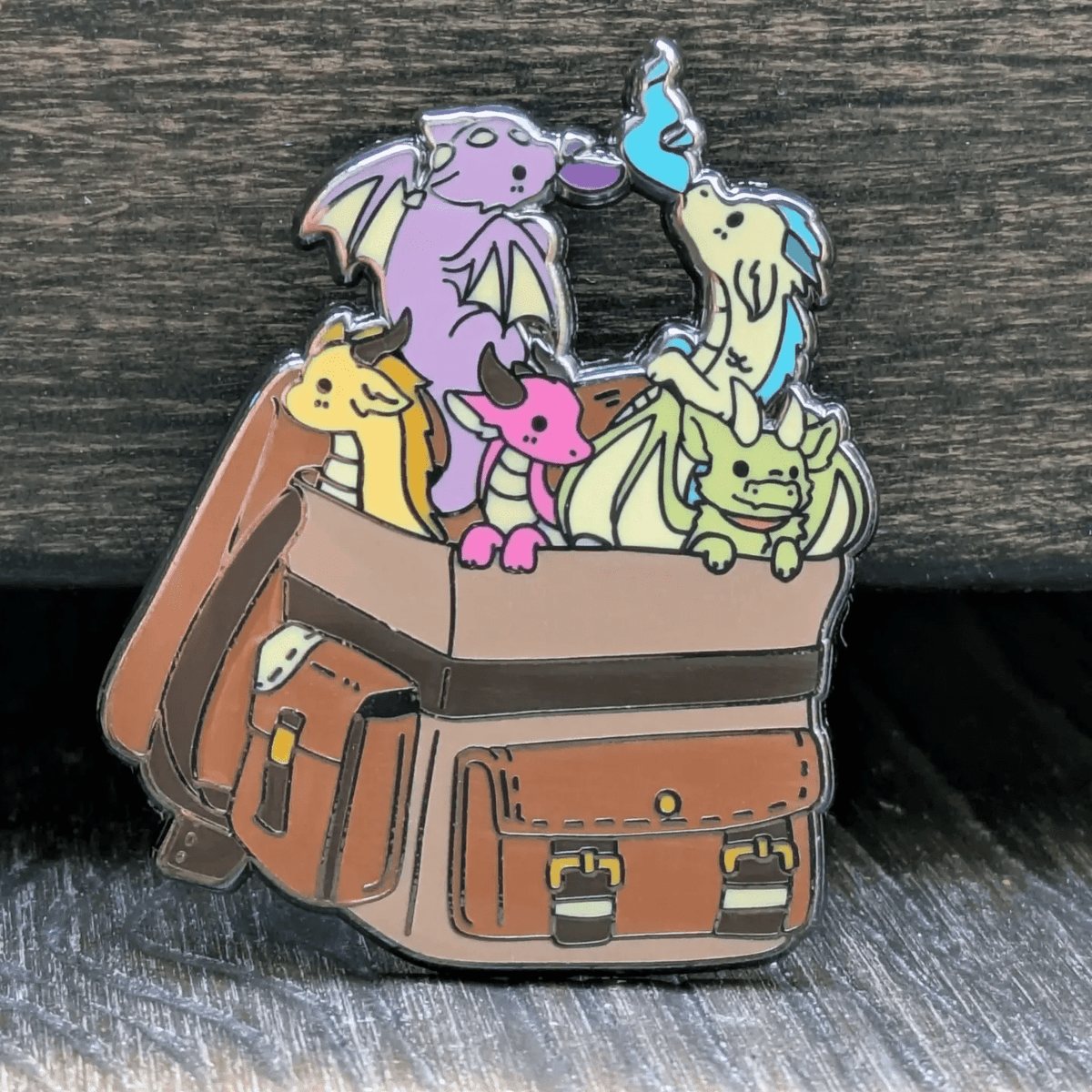 Bag of Dragons Hard Enamel Pin -1.5" - The Feisty Goblin Gamehouse -