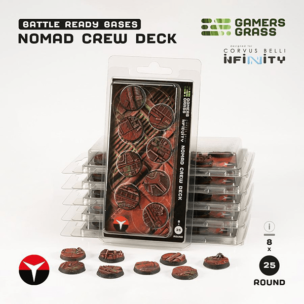 Battle Ready Bases: Nomad Crew Deck- Round 25mm (8x) - The Feisty Goblin Gamehouse -