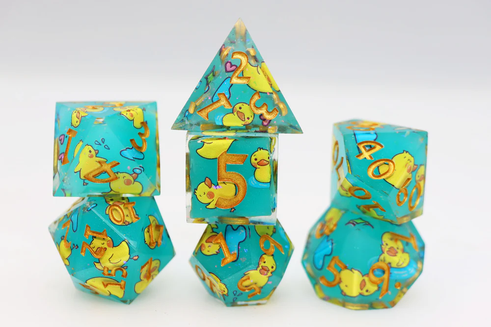 Foam Brain Games - Sharp Edge Decal RPG Dice Set: Splashing Duckies