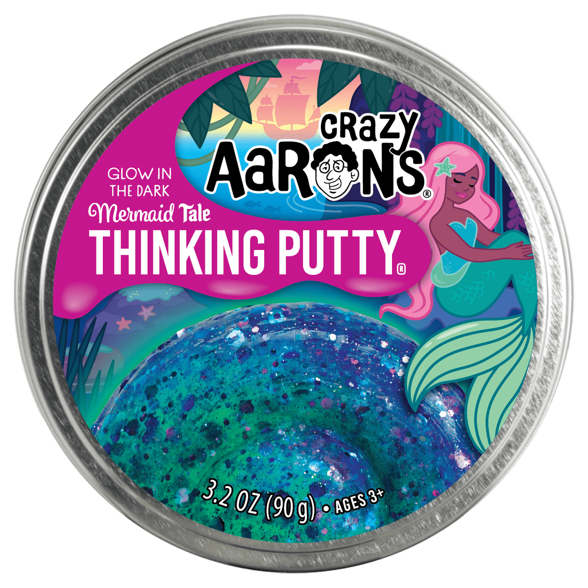 Crazy Aaron's: Mermaid Tail - Full Size 4" Thinking Putty Tin - The Feisty Goblin Gamehouse -