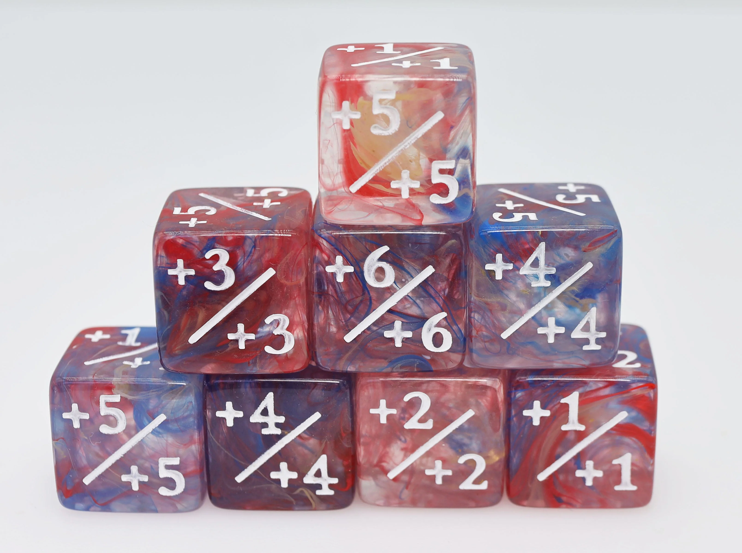 Foam Brain Games - +1/+1 Primary Colored Marble Counters for Magic - Set of 8