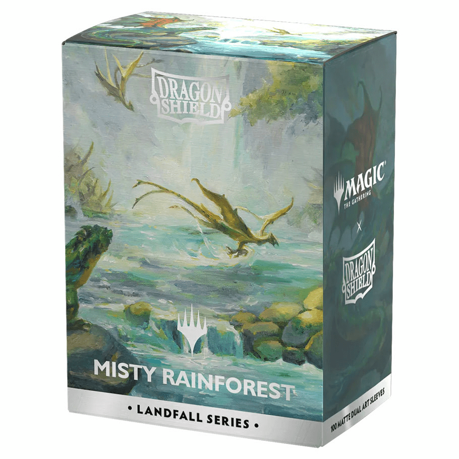 Dragon Shield Sleeves: Standard DUAL- Matte 'MTG Landfall Series- Misty Rainforest' Art (100 ct.) - The Feisty Goblin Gamehouse -