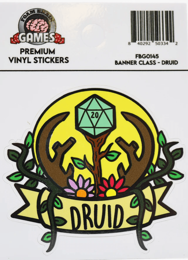 Foam Brain - Banner Class Sticker: Druid - The Feisty Goblin Gamehouse -