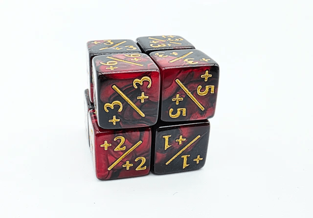 Foam Brain Games - Dice Set: +1/+1 Red & Black Counters for Magic (Set of 8) - The Feisty Goblin Gamehouse -