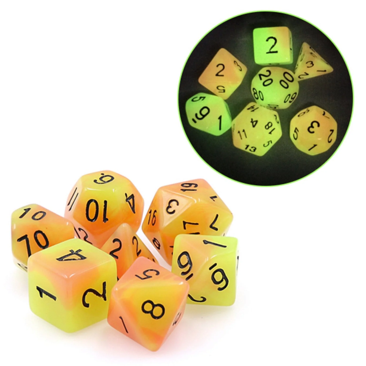Foam Brain Games - Glow in the Dark FireBall RPG Dice Set - The Feisty Goblin Gamehouse -