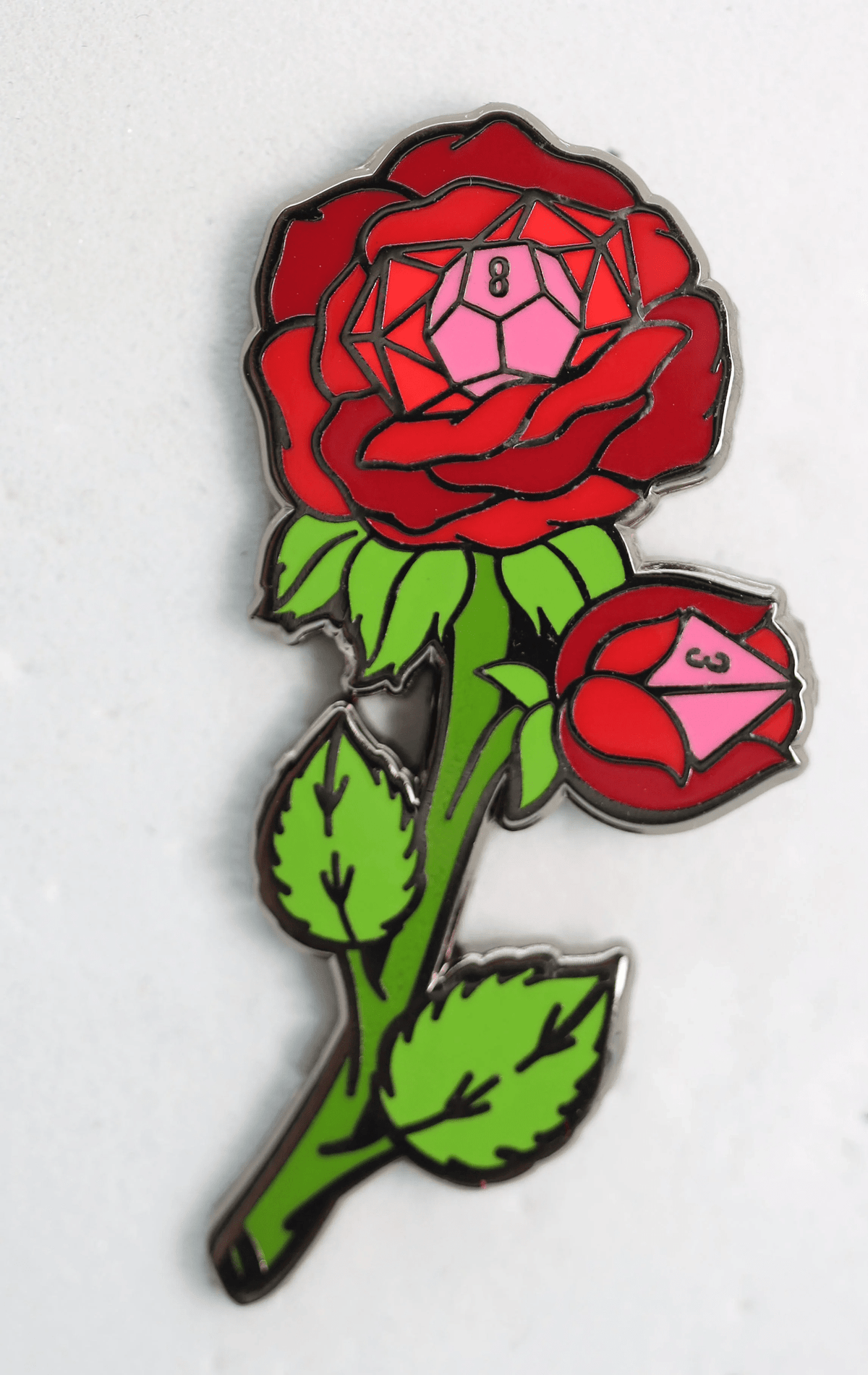 Foam Brain Games - Hollow Hearts Enamel Pin: Dice Rose - The Feisty Goblin Gamehouse -