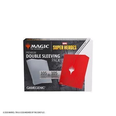 Magic: The Gathering | Marvel Super Heroes Premium Double Sleeving Pack 100 - Comic Burst Red - The Feisty Goblin Gamehouse -