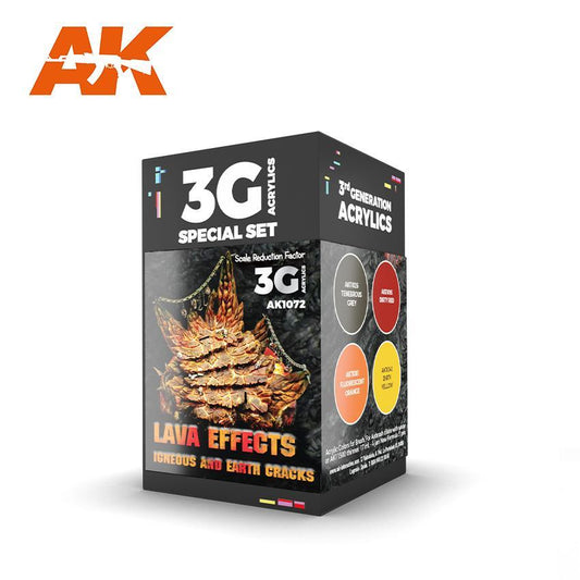 AK Interactive - Wargame Color 3G Special Set: Lava Effects Igneous And Earth Cracks (4ct)