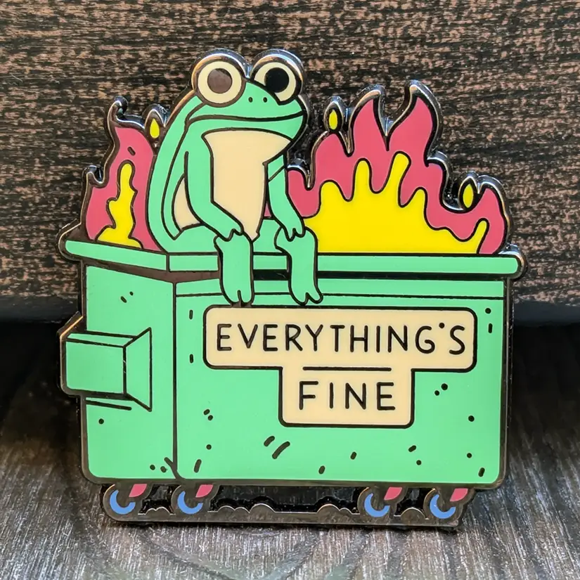 Frog Dumpster Fire Hard Enamel Pin - 1.5"
