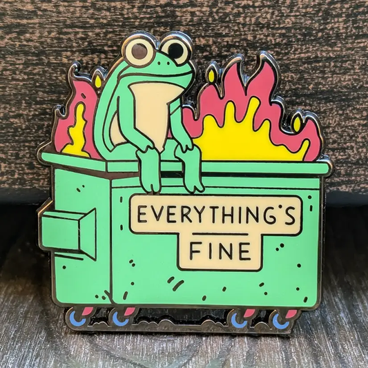 Frog Dumpster Fire Hard Enamel Pin - 1.5"