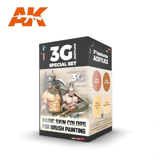 AK Interactive - Wargame Color 3G Special Set: Basic Skin Colors For Brush Painting (4ct)