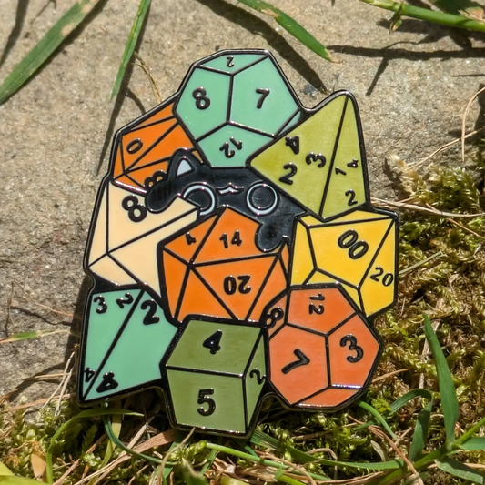 Cat Amongst Dice Hard Enamel Pin -1.5"