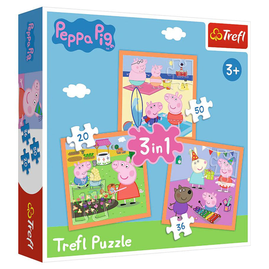 Trefl - Peppa Pig's Happy Day 3 in 1 Puzzle