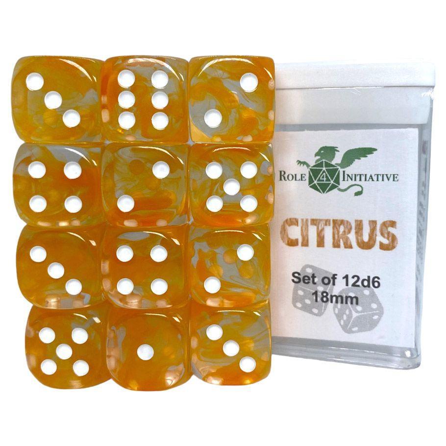 d6 Cube 18mm Diffusion Citrus (12 count)