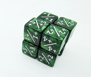 Foam Brain Games - Dice Set: +1/+1 Pearl Green Counters for Magic (Set of 8)