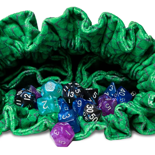 Dragon Storm Velvet Compartment Dice Bag Green Dragon Scales