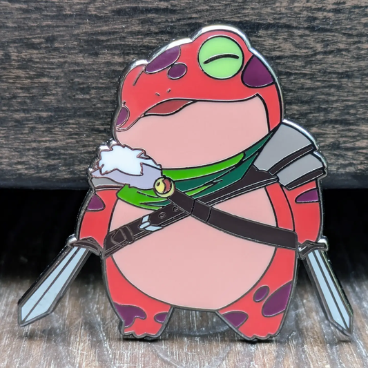 Fighter Frog TTRPG Hard Enamel Pin -1.5"