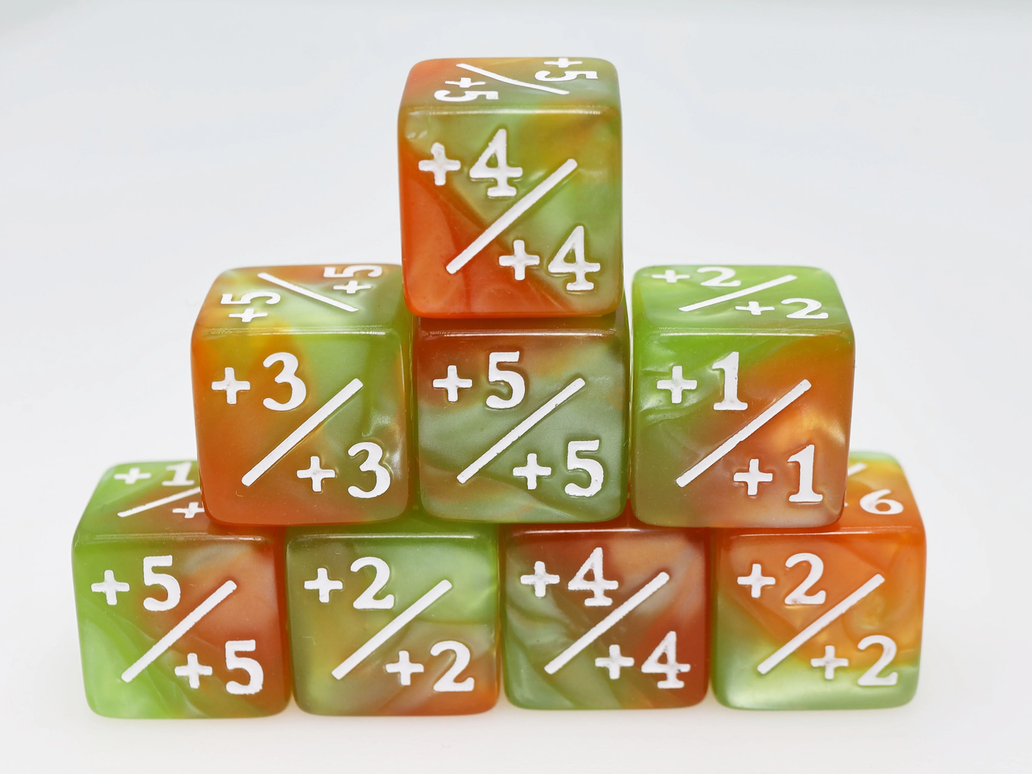 Foam Brain Games - +1/+1 Green & Gold Counters for Magic - Set of 8