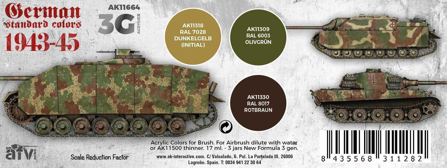 AK Interactive - 3G Special Set: German Standard Colors 1943-45 (3ct)