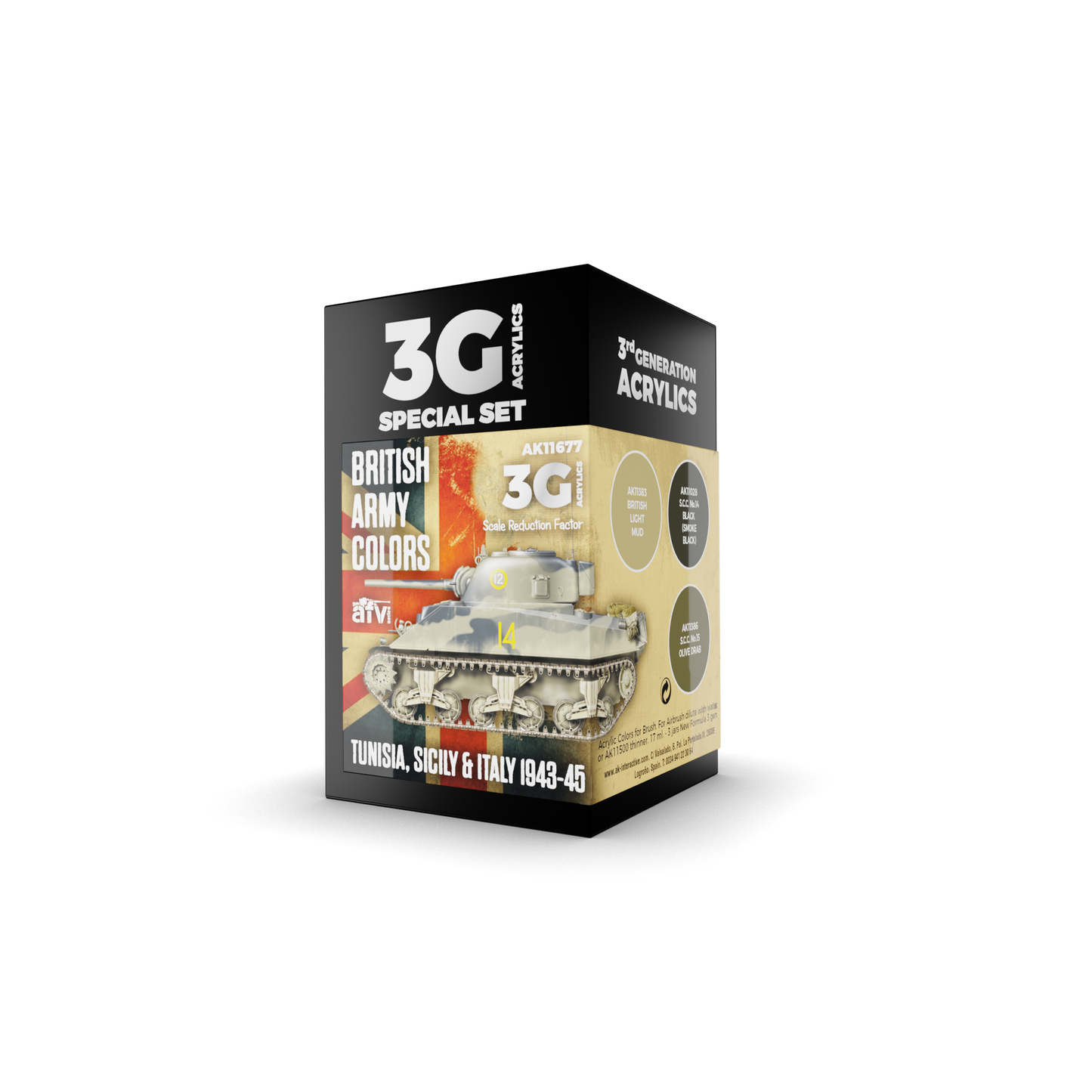 AK Interactive - 3G Special Set: British Army Colors Tunisia, Scicily & Italy 1943-45 (3ct)