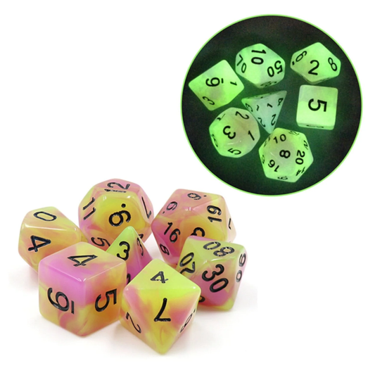 Foam Brain Games - Glow in the Dark Tulip RPG Dice Set