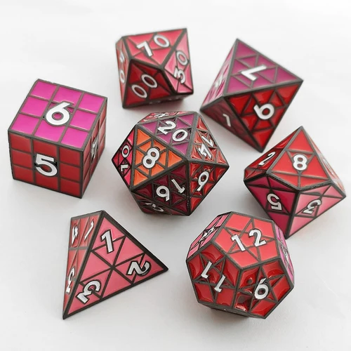 Foam Brain Games - Puzzle Cube: Shades of Red - Metal 8 piece Dice Set