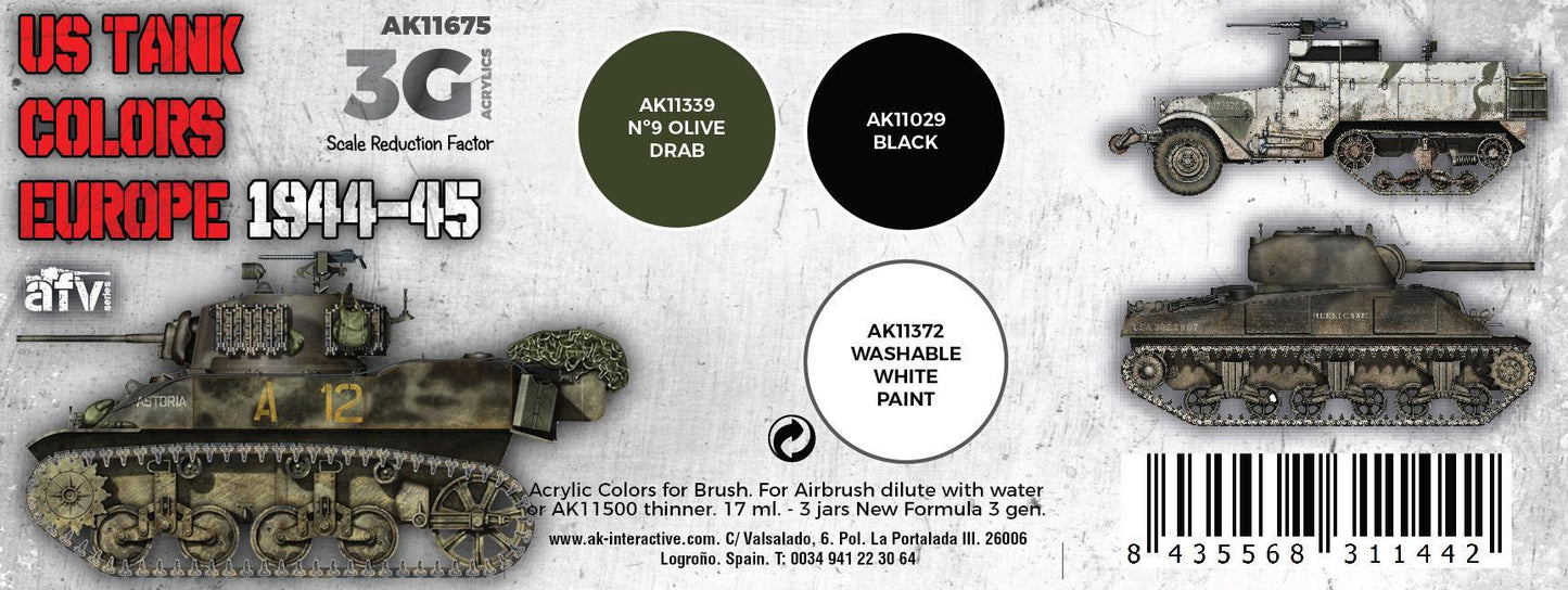 AK Interactive - 3G Special Set: US Tank Colors Europe 1944-45 (3ct)