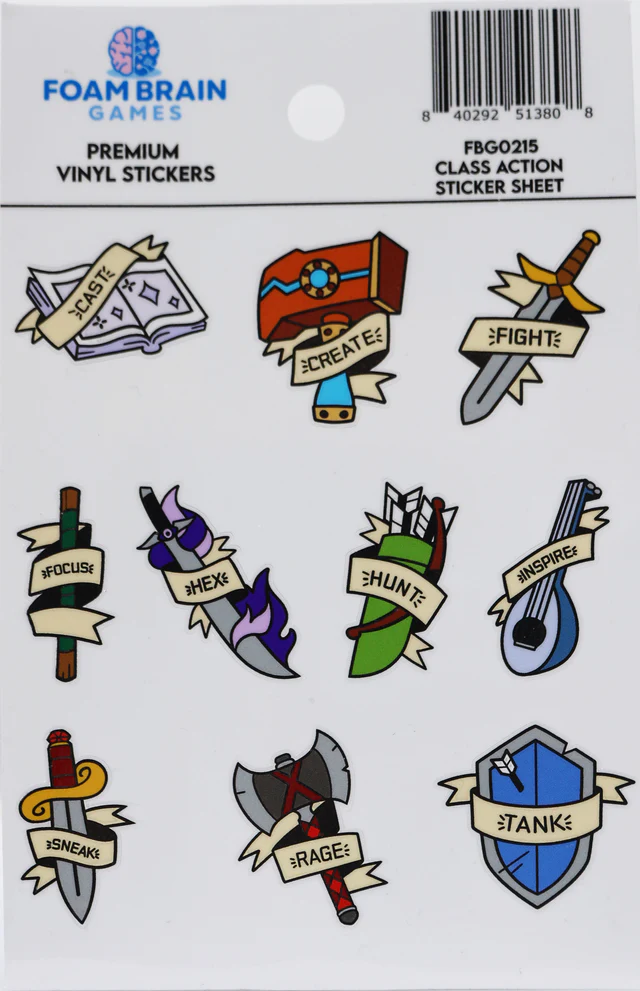 Foam Brain Games - Class Action Sticker: Class Action Sticker Sheet