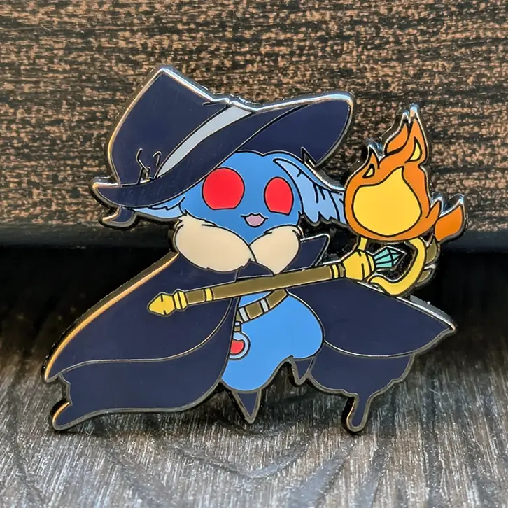 Mothman Wizard Casting Fireball Hard Enamel Pin -1.5"