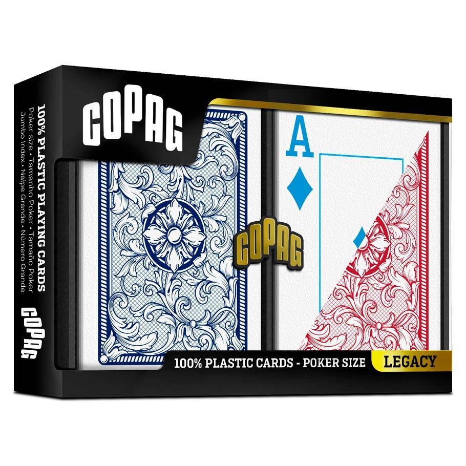 COPAG: Legacy: 4-Color Faces Poker Size Jumbo Index Red/Blue 2-Pack Playing Cards