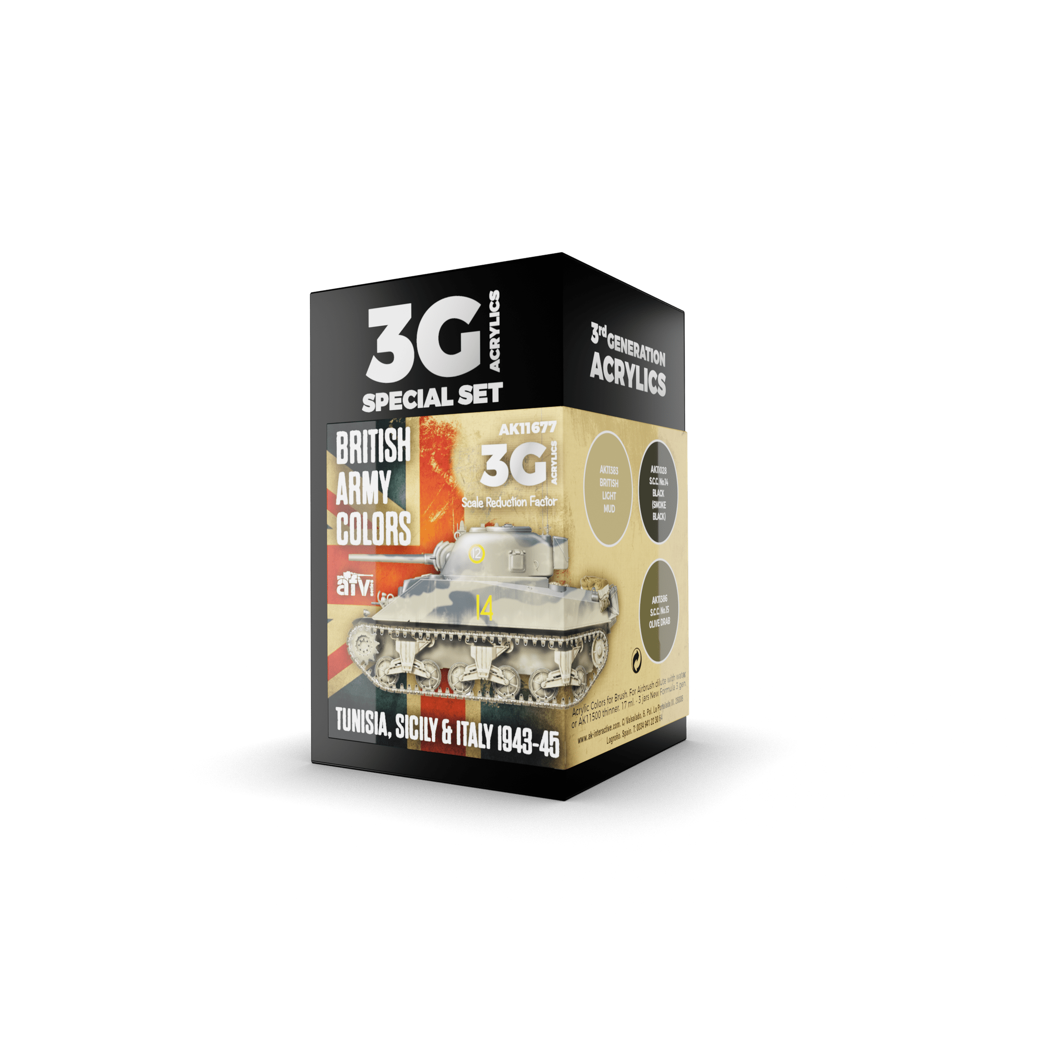 AK Interactive - 3G Special Set: British Army Colors Tunisia, Scicily & Italy 1943-45 (3ct) - The Feisty Goblin Gamehouse -