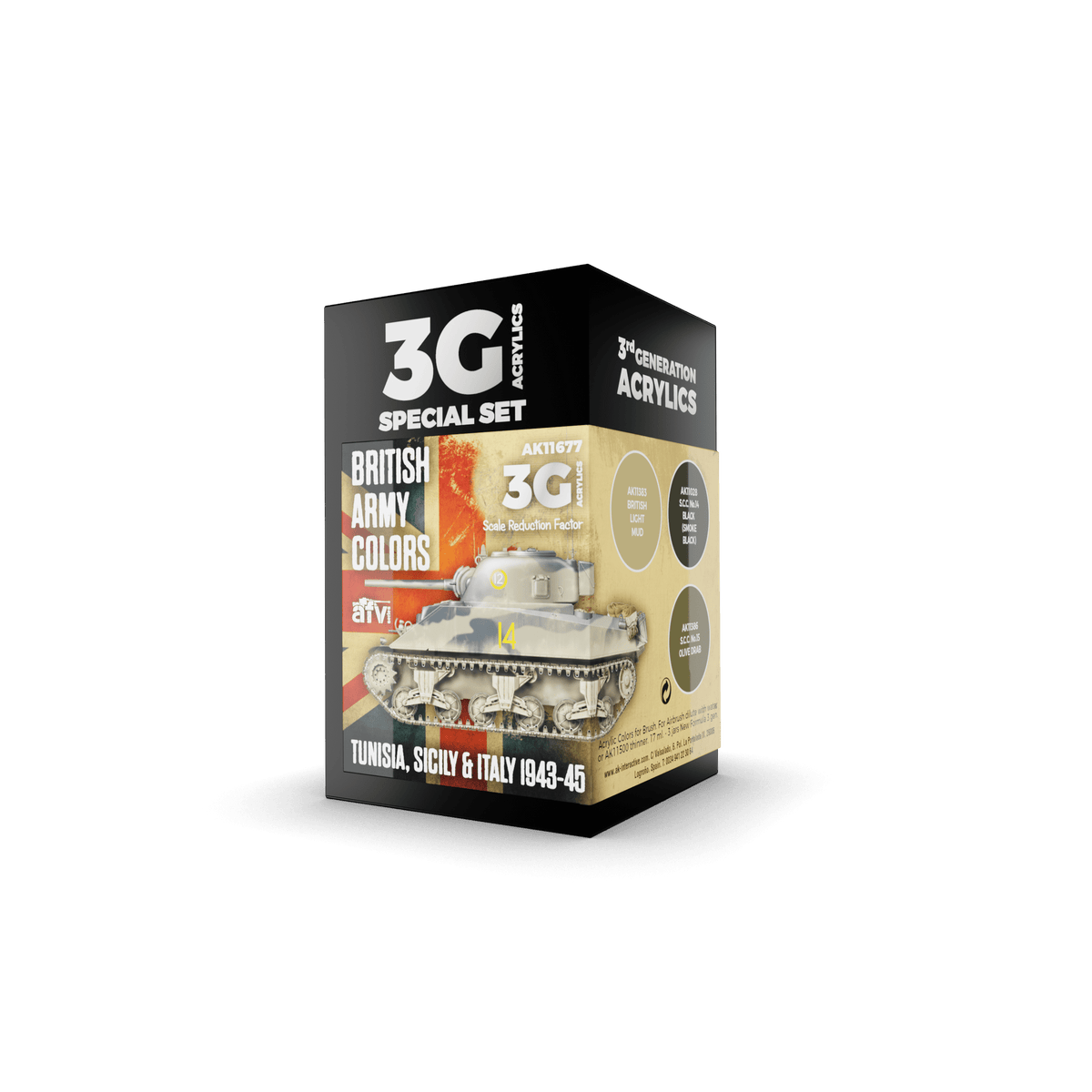 AK Interactive - 3G Special Set: British Army Colors Tunisia, Scicily & Italy 1943-45 (3ct) - The Feisty Goblin Gamehouse -