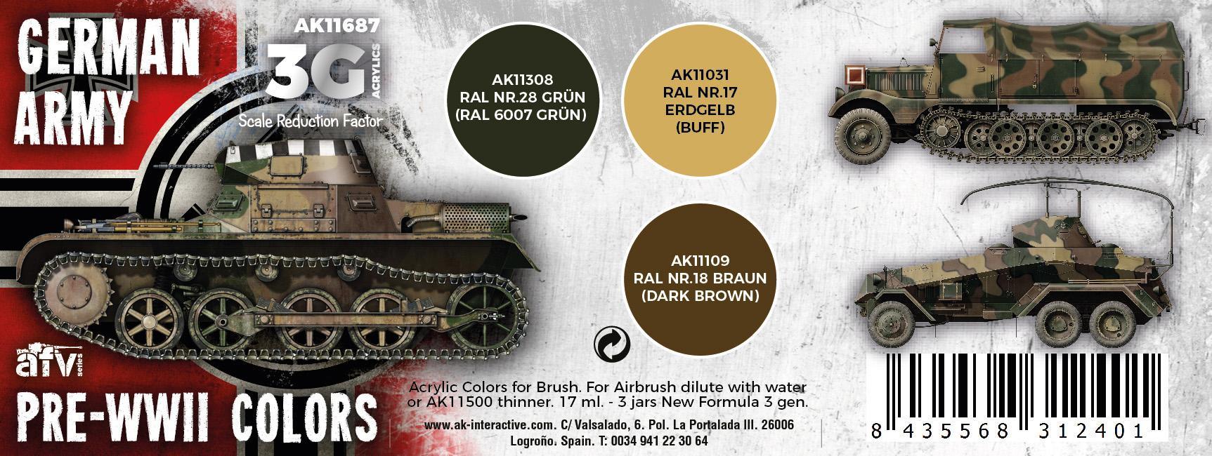 AK Interactive - 3G Special Set: German Army Pre-WWII Colors (3ct) - The Feisty Goblin Gamehouse -