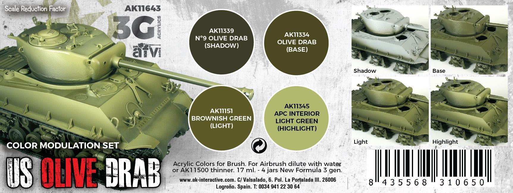 AK Interactive - 3G Special Set: US Olive Drab Mod (4ct) - The Feisty Goblin Gamehouse -