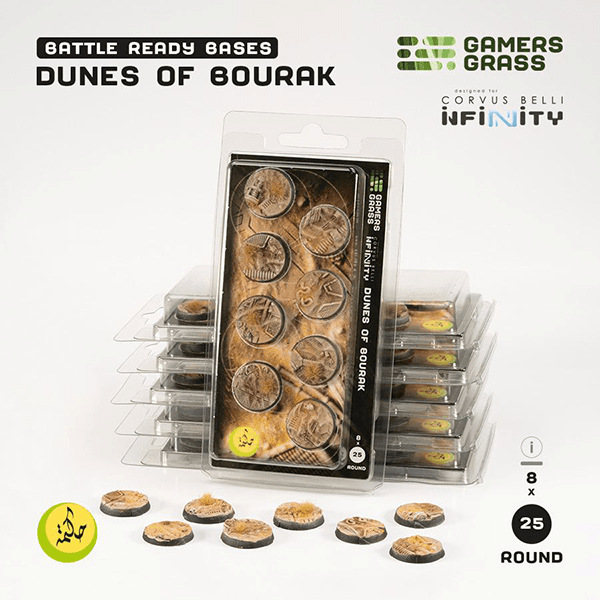 Battle Ready Bases: Dunes of Bourak- Round 25mm (8x) - The Feisty Goblin Gamehouse -