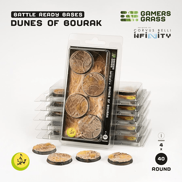 Battle Ready Bases: Dunes of Bourak- Round 40mm (4x) - The Feisty Goblin Gamehouse -