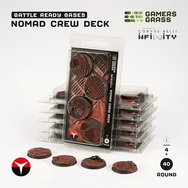 Battle Ready Bases: Nomad Crew Deck- Round 40mm (4x) - The Feisty Goblin Gamehouse -