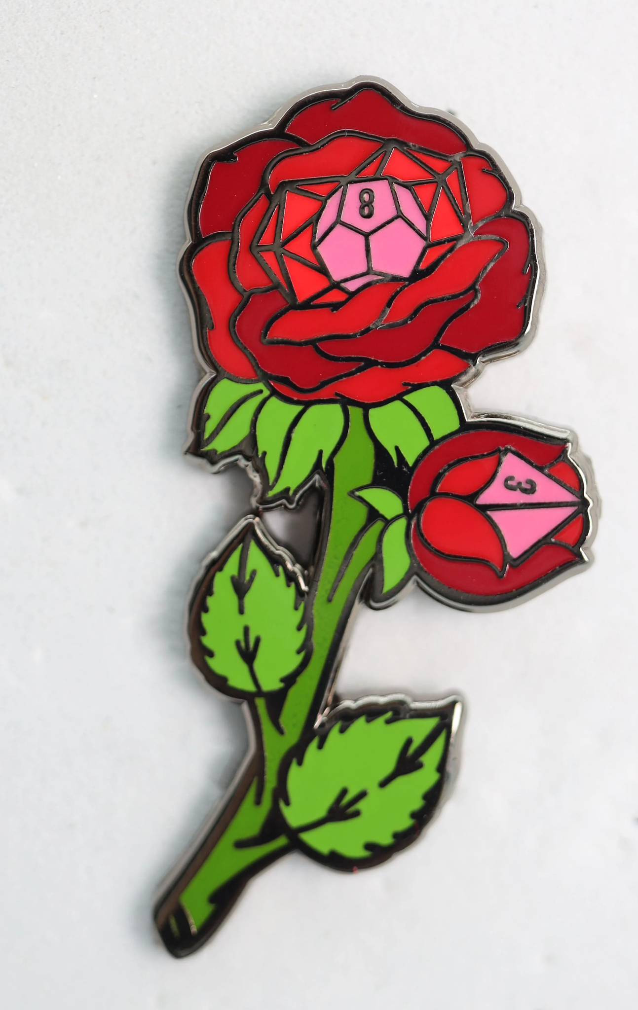 Foam Brain Games - Hollow Hearts Enamel Pin: Dice Rose