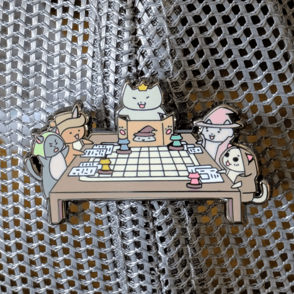 Cats Playing Tabletop RPG Enamel Pin - 1.5" - The Feisty Goblin Gamehouse -