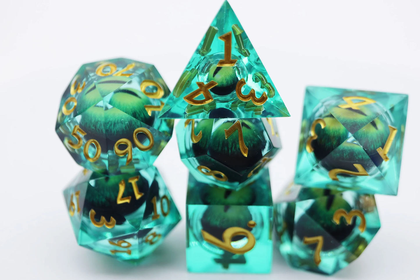 Foam Brain Games - Sharp Edge Moving Eye RPG Dice Set: Green Cyclops