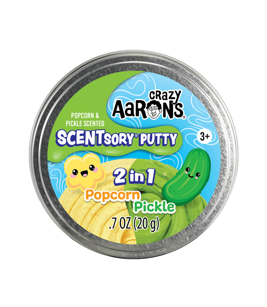 Crazy Aaron's: Popcorn/Pickle - 2.75" SCENTsory Duos Putty Tin - The Feisty Goblin Gamehouse -