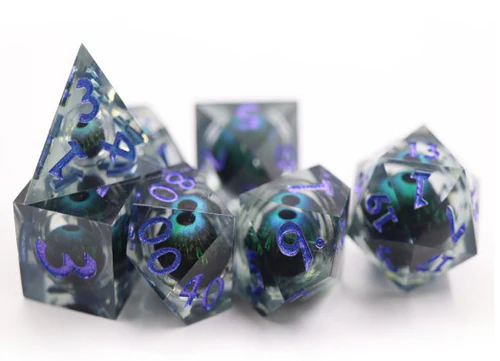 Foam Brain Games - Sharp Edge Moving Eye RPG Dice Set: Blue Cyclops