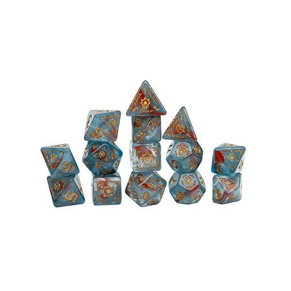 D&D Adventure Dice Set: Cleric - Light Blue/Red (Sirius Dice) - The Feisty Goblin Gamehouse -