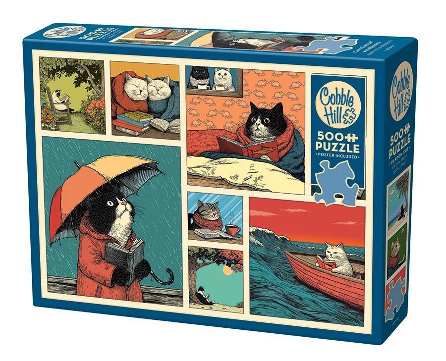 Cobble Hill - Cats Chillin With Books Puzzle| 500 Piece