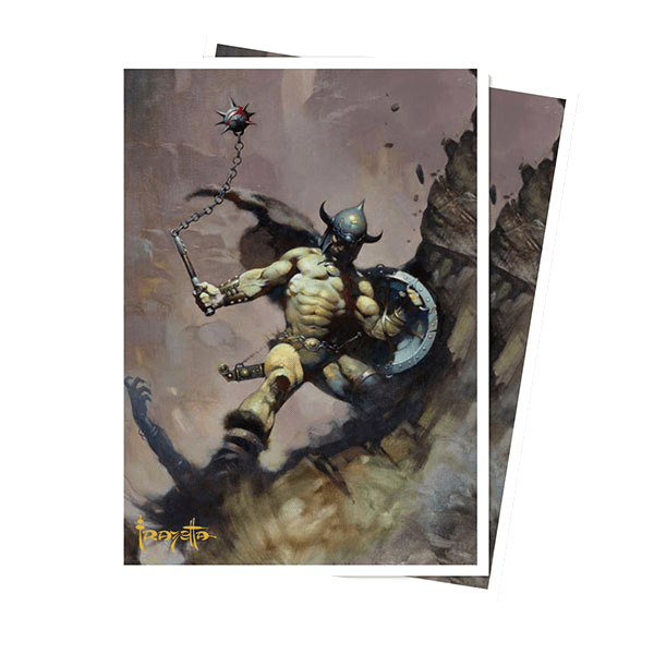 Deck Protectors: Artist Spotlight Frank Frazetta- Warrior with Ball and Chain (105ct) - The Feisty Goblin Gamehouse -