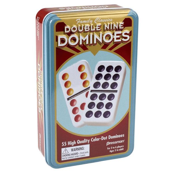 Double Nine Color Dot Dominoes in Tin - The Feisty Goblin Gamehouse -